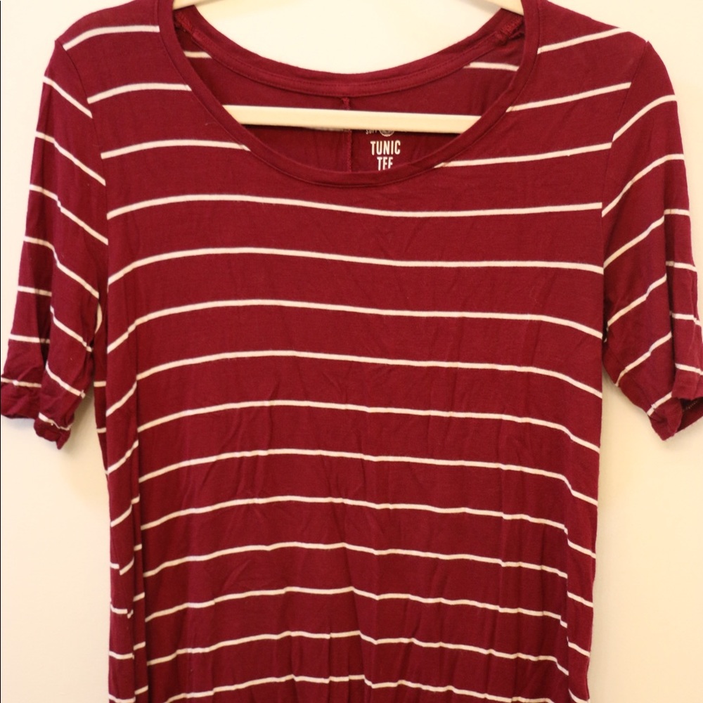 Red and White Tunic T-Shirt